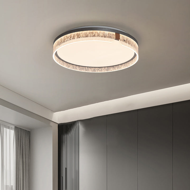 Plafonnier LED Rond Minimaliste Moderne en Fer Aluminium Acrylique pour Salon 