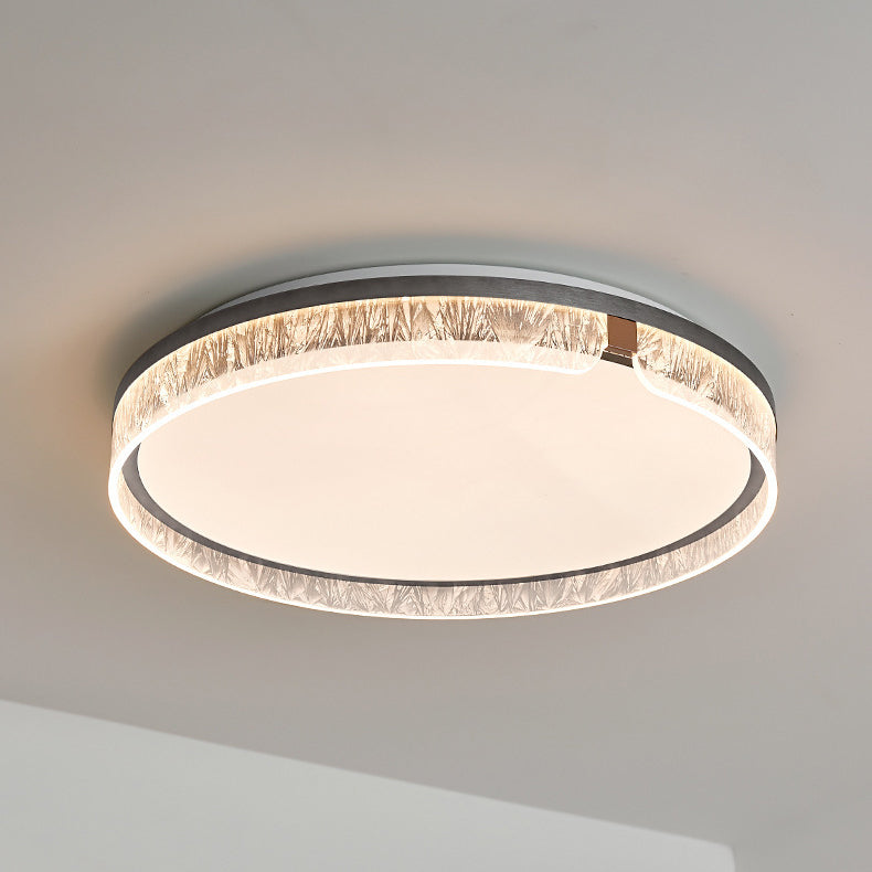 Plafonnier LED Rond Minimaliste Moderne en Fer Aluminium Acrylique pour Salon 