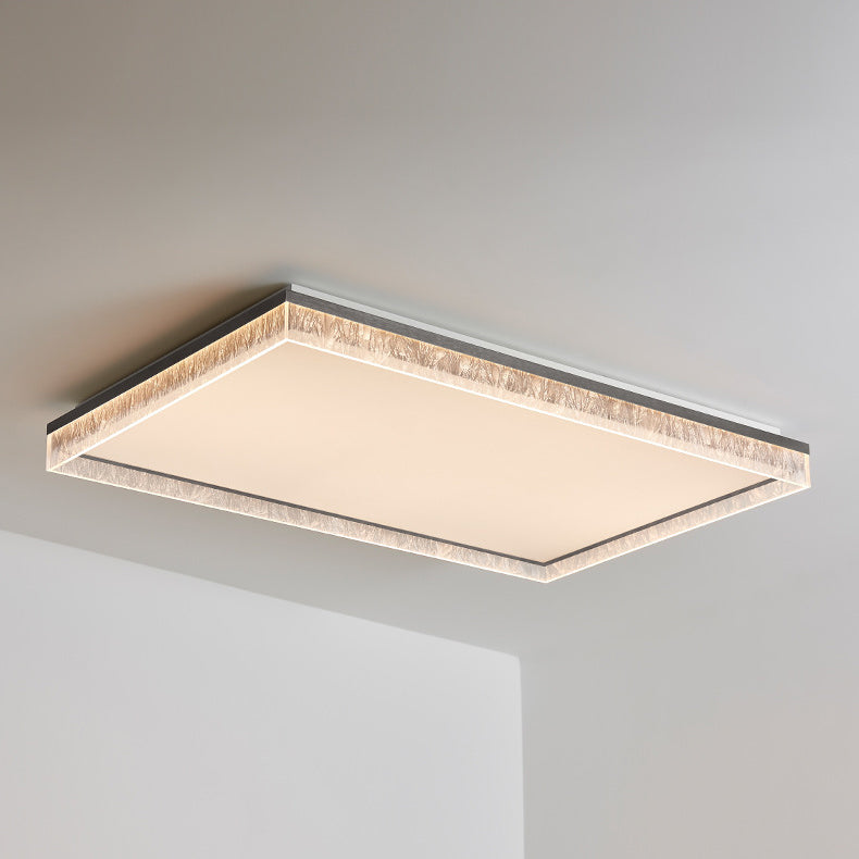 Modern Minimalist Square Rectangle Iron Aluminum Acrylic LED Flush Mount Ceiling Light For Living Room