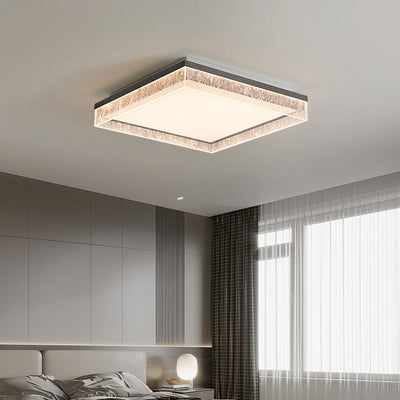 Modern Minimalist Square Rectangle Iron Aluminum Acrylic LED Flush Mount Ceiling Light For Living Room