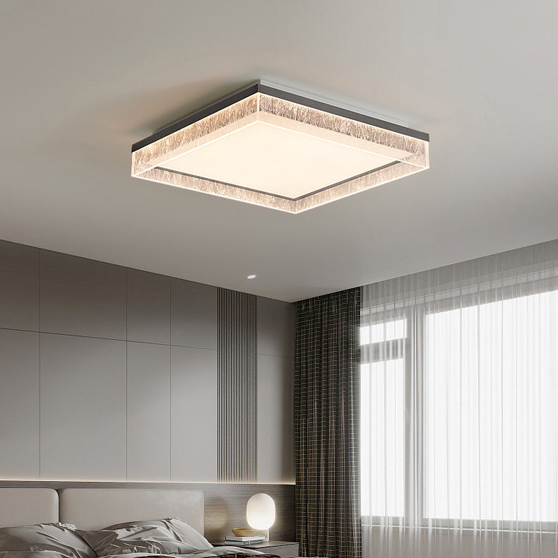 Modern Minimalist Square Rectangle Iron Aluminum Acrylic LED Flush Mount Ceiling Light For Living Room