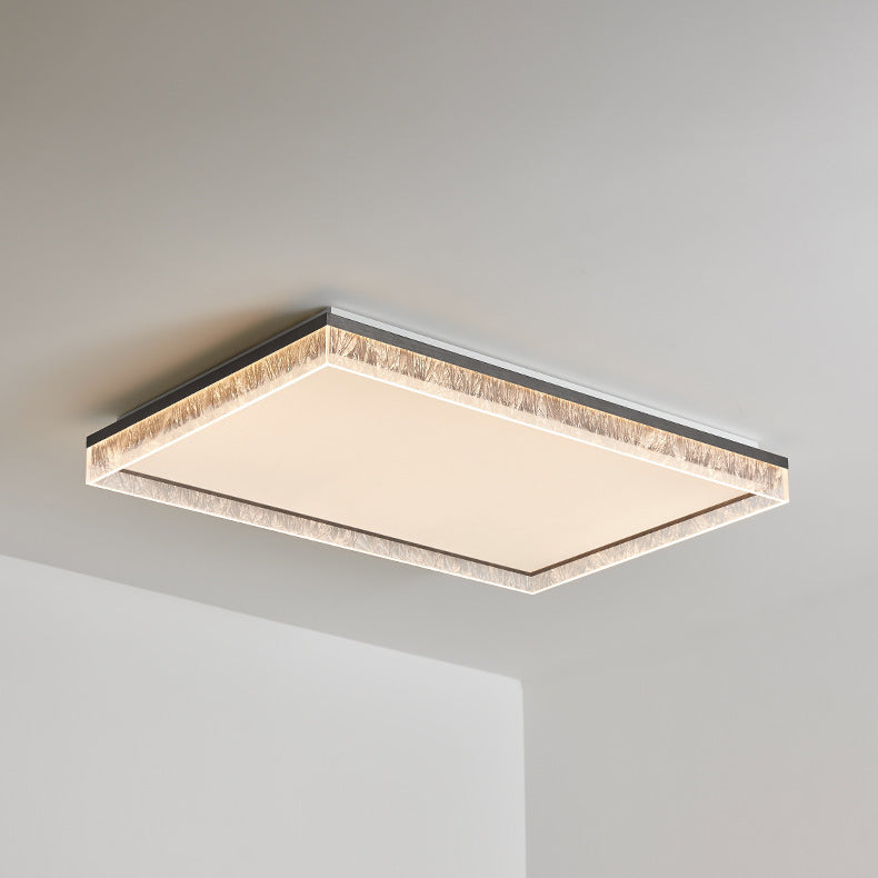 Modern Minimalist Square Rectangle Iron Aluminum Acrylic LED Flush Mount Ceiling Light For Living Room