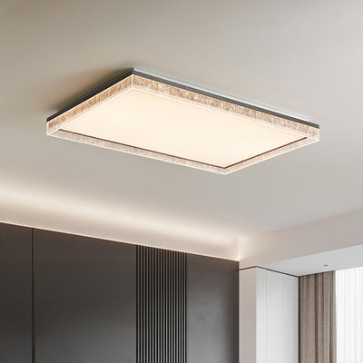 Modern Minimalist Square Rectangle Iron Aluminum Acrylic LED Flush Mount Ceiling Light For Living Room