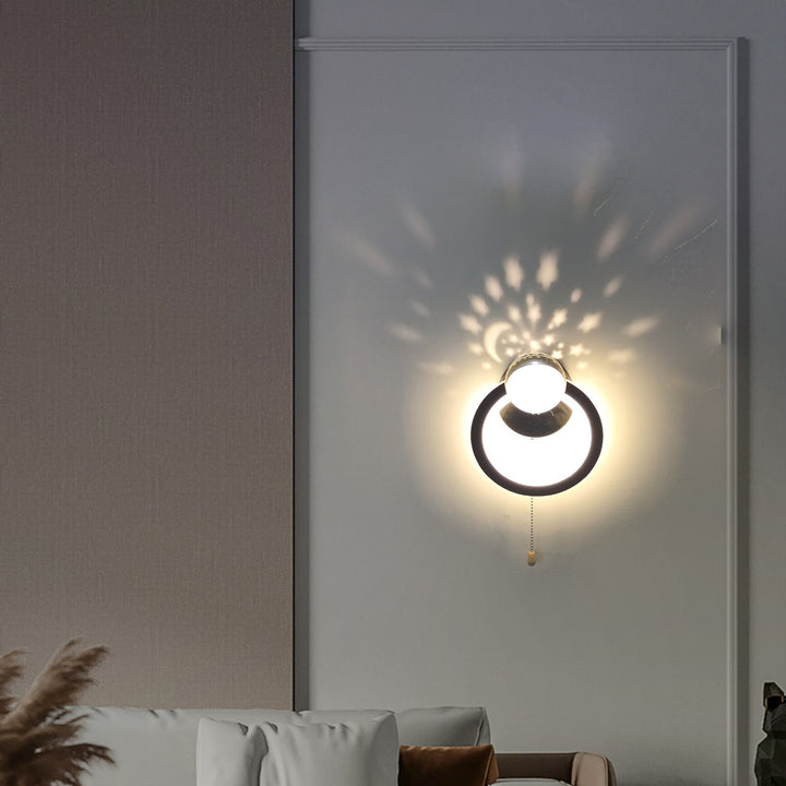 Zeitgenössische nordische runde Globus Eisen Aluminium Acryl LED Wandleuchte für Schlafzimmer 