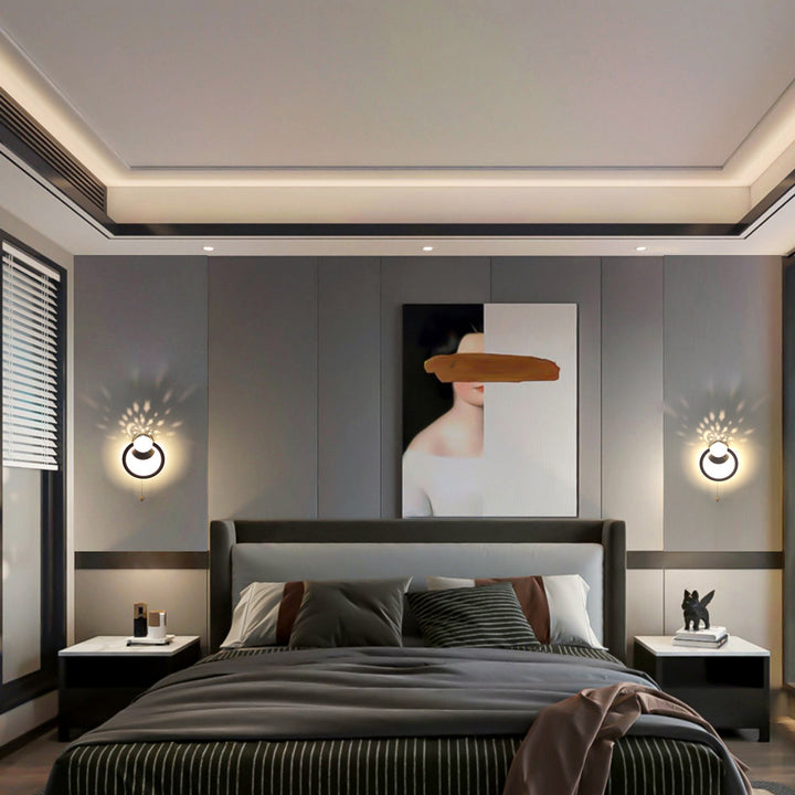 Zeitgenössische nordische runde Globus Eisen Aluminium Acryl LED Wandleuchte für Schlafzimmer 