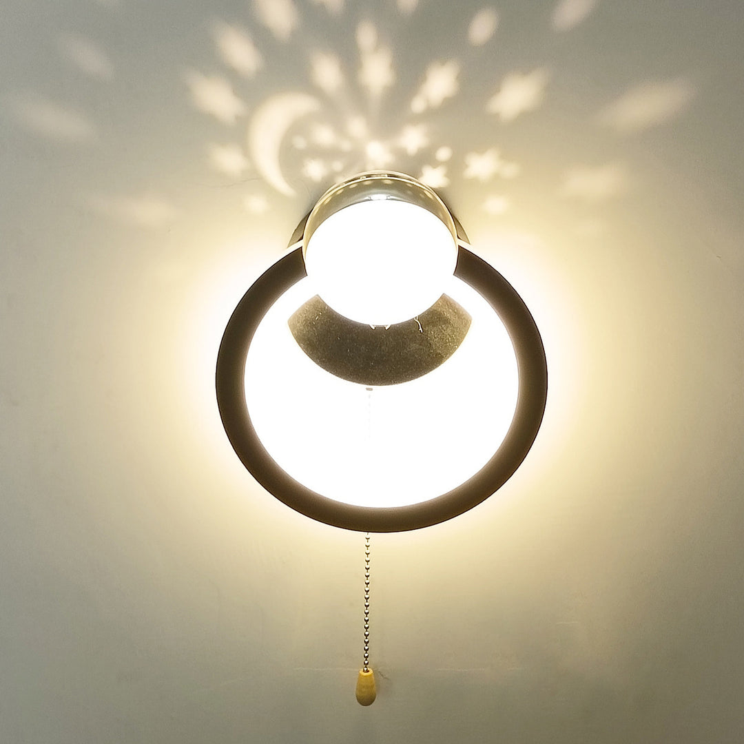 Zeitgenössische nordische runde Globus Eisen Aluminium Acryl LED Wandleuchte für Schlafzimmer 