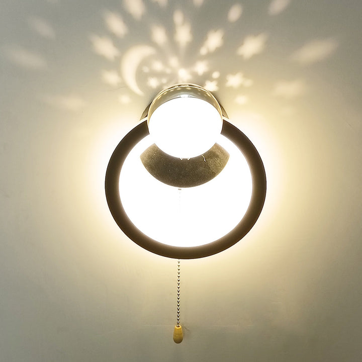Zeitgenössische nordische runde Globus Eisen Aluminium Acryl LED Wandleuchte für Schlafzimmer 