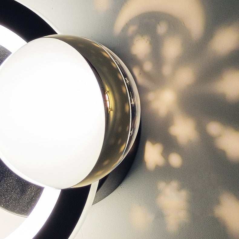 Zeitgenössische nordische runde Globus Eisen Aluminium Acryl LED Wandleuchte für Schlafzimmer 