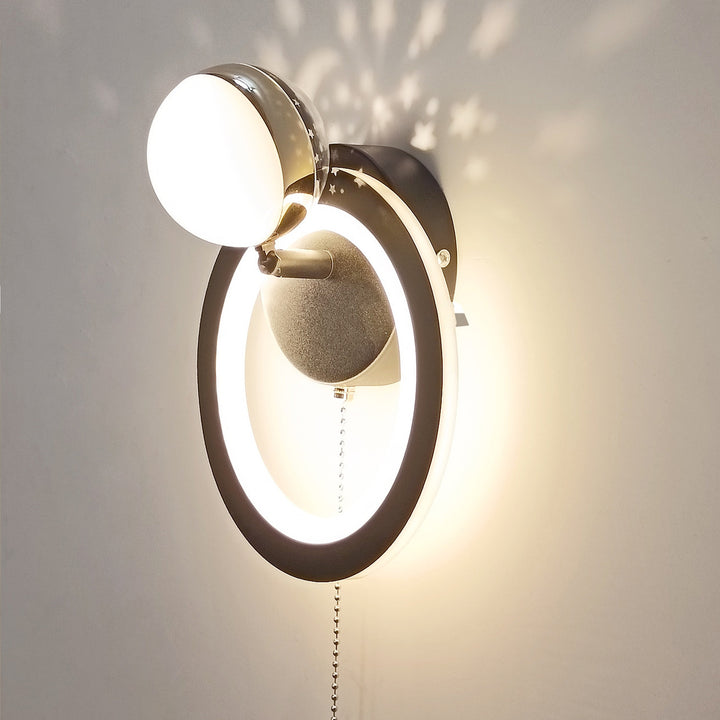 Zeitgenössische nordische runde Globus Eisen Aluminium Acryl LED Wandleuchte für Schlafzimmer 