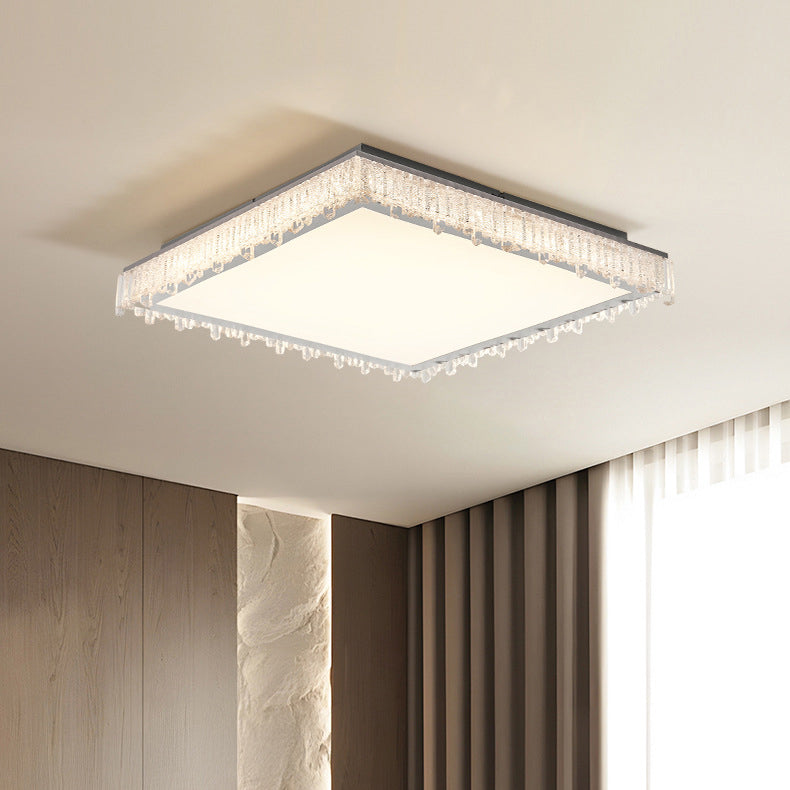 Modern Luxury Rectangle Square Icicle Shape Iron Acrylic LED Flush Mount Ceiling Light For Living Room