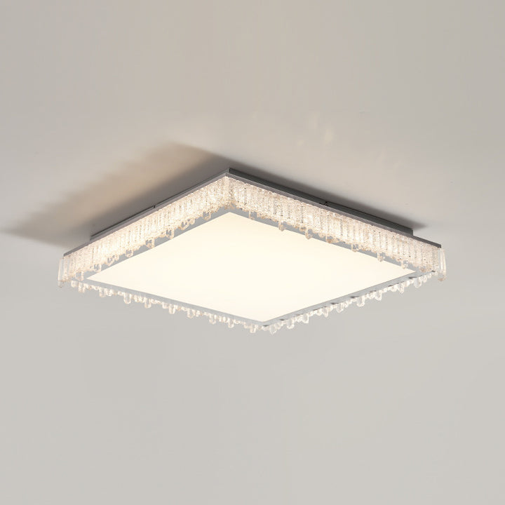 Modern Luxury Rectangle Square Icicle Shape Iron Acrylic LED Flush Mount Ceiling Light For Living Room