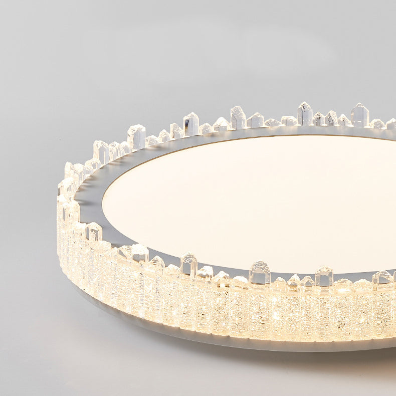 Moderna lámpara de techo LED de lujo redonda en forma de carámbano de hierro y acrílico para dormitorio 