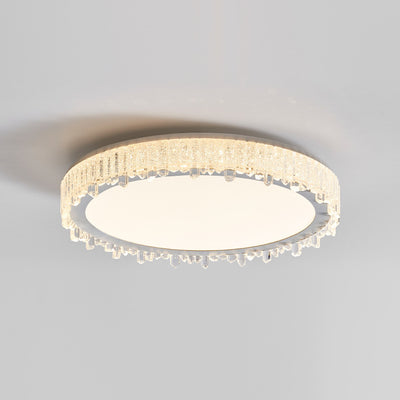 Moderna lámpara de techo LED de lujo redonda en forma de carámbano de hierro y acrílico para dormitorio 