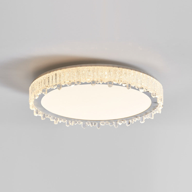 Moderna lámpara de techo LED de lujo redonda en forma de carámbano de hierro y acrílico para dormitorio 