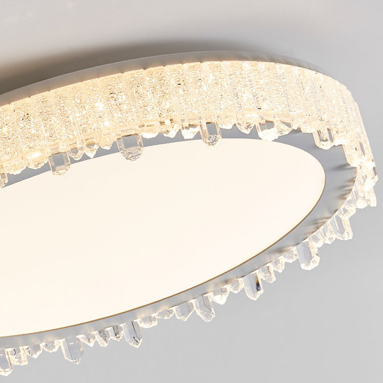 Moderna lámpara de techo LED de lujo redonda en forma de carámbano de hierro y acrílico para dormitorio 