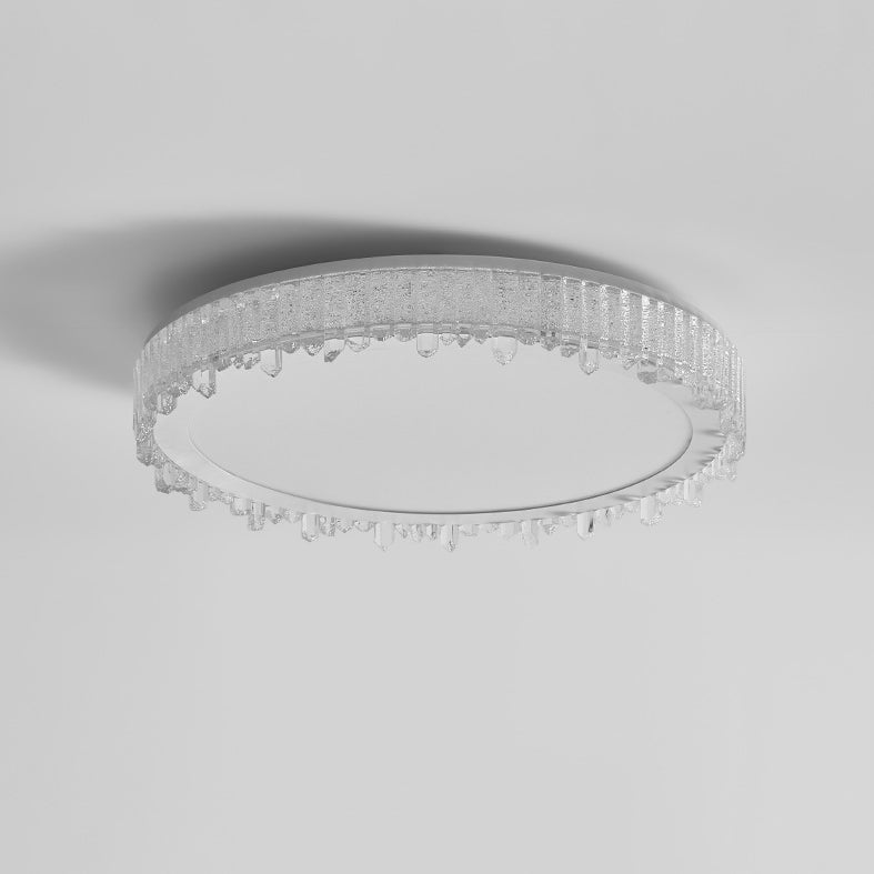 Moderna lámpara de techo LED de lujo redonda en forma de carámbano de hierro y acrílico para dormitorio 