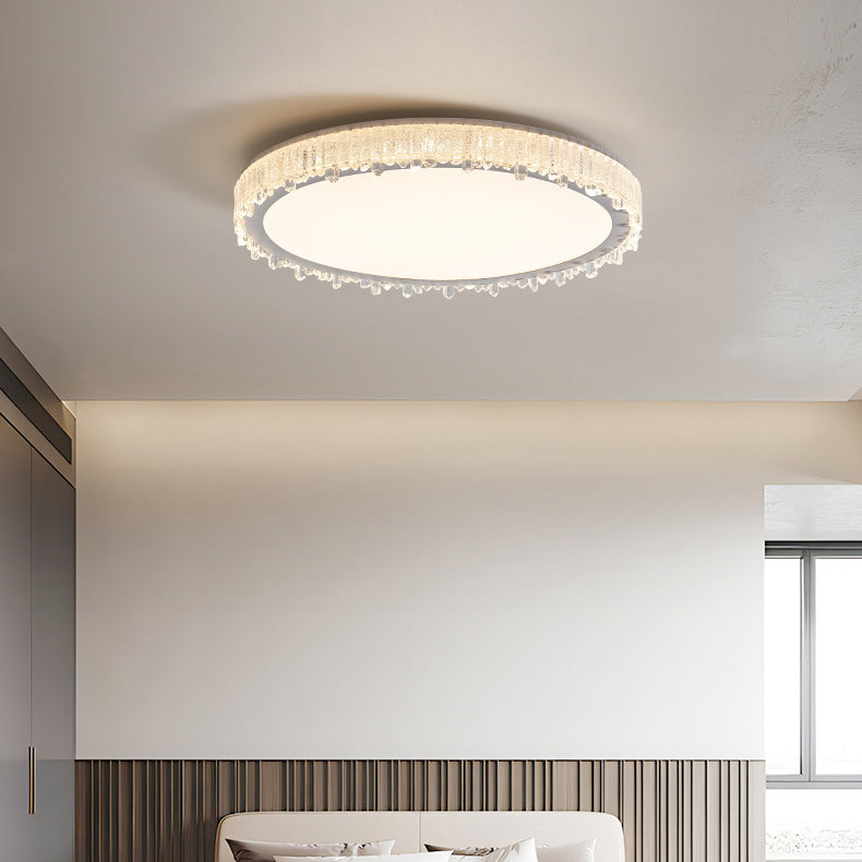 Moderna lámpara de techo LED de lujo redonda en forma de carámbano de hierro y acrílico para dormitorio 