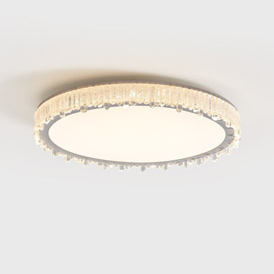 Moderna lámpara de techo LED de lujo redonda en forma de carámbano de hierro y acrílico para dormitorio 