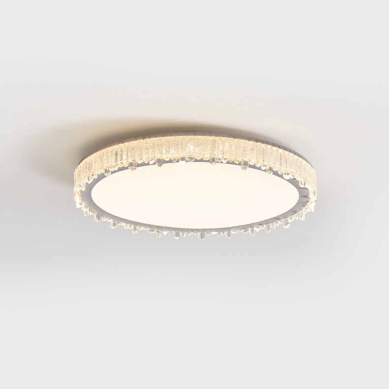 Moderna lámpara de techo LED de lujo redonda en forma de carámbano de hierro y acrílico para dormitorio 