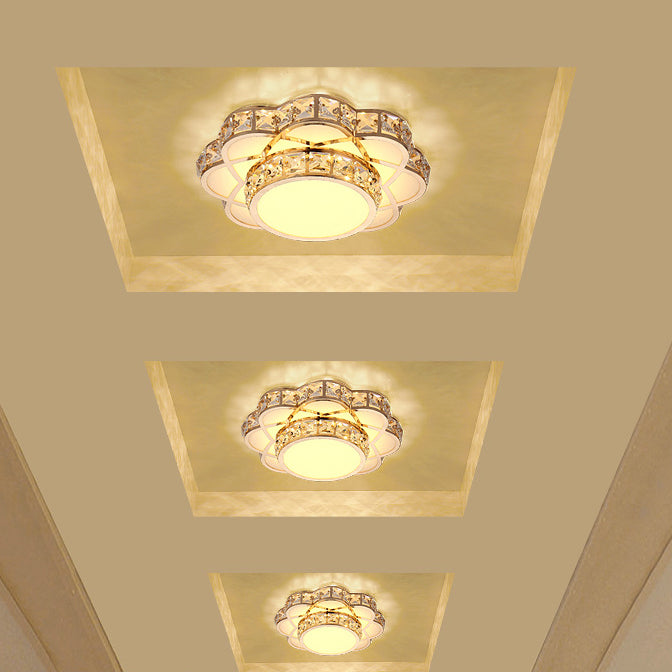 Luz de techo empotrada LED con pantalla de cristal de hierro creativo contemporáneo para pasillo 