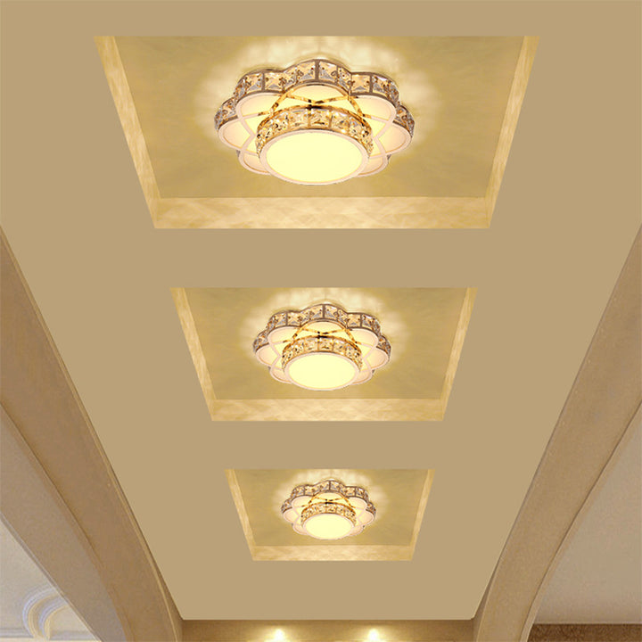 Luz de techo empotrada LED con pantalla de cristal de hierro creativo contemporáneo para pasillo 