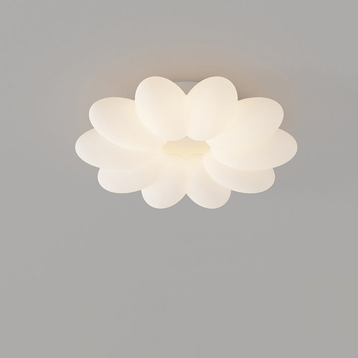 Contemporary Nordic Flower Hardware Frame Acrylic Shade LED Semi-Flush Mount Ceiling Light For Bedroom