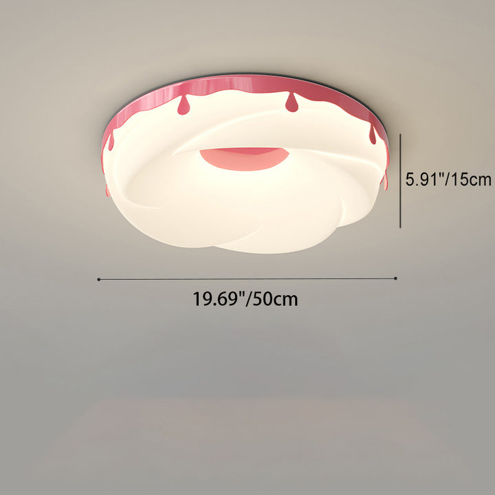 Plafonnier LED avec cadre en matériel rond en forme de beignet pour enfants créatifs contemporains, avec abat-jour en plastique, pour chambre à coucher 