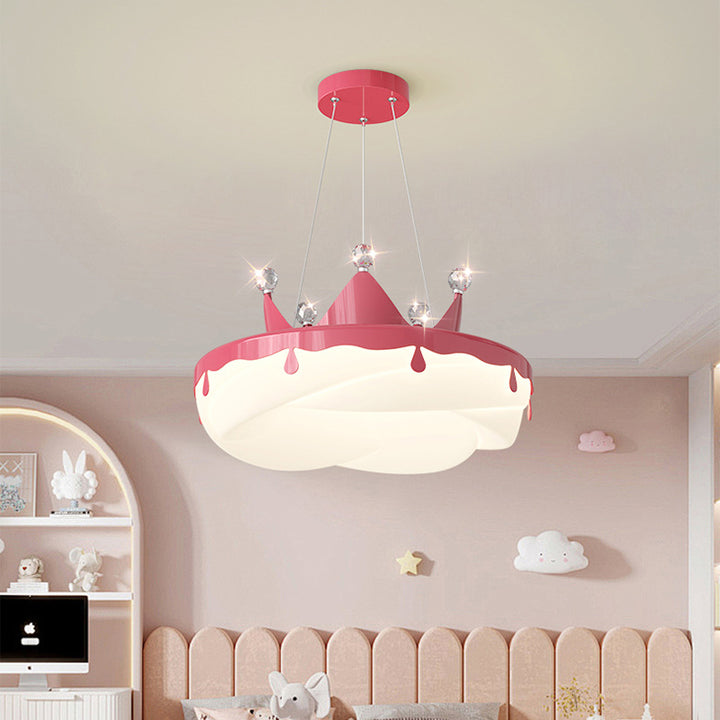 Lustre LED en forme de couronne ronde pour enfants créatifs contemporains avec cadre en matériel de beignet en plastique pour chambre à coucher 