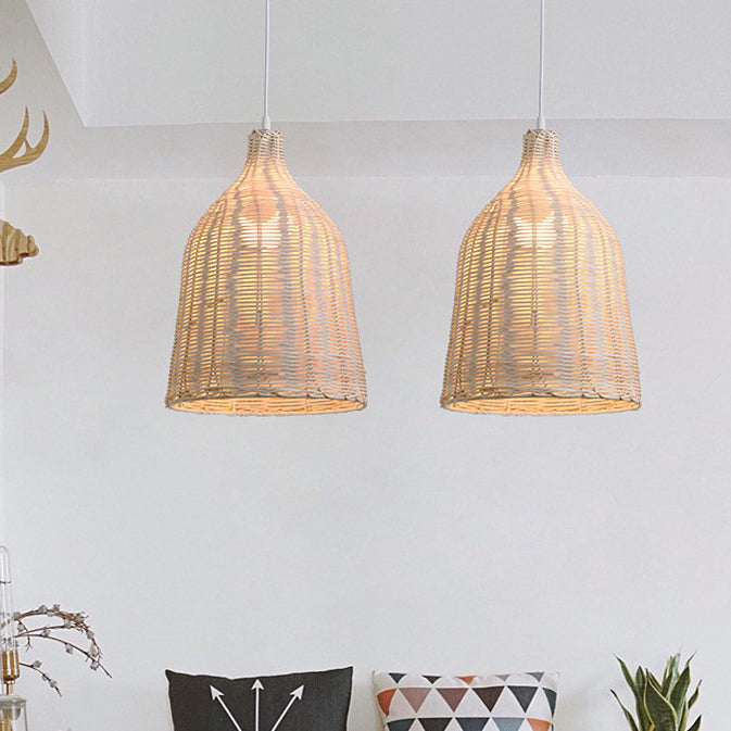 Forme de verre à vin chinois traditionnel en bambou 1-lumière suspension pour salon 
