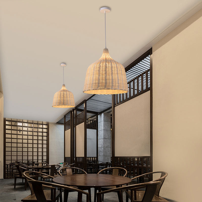 Forme de verre à vin chinois traditionnel en bambou 1-lumière suspension pour salon 