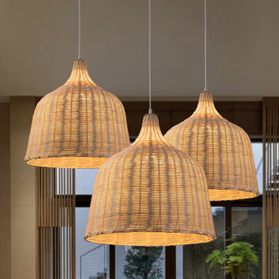 Forme de verre à vin chinois traditionnel en bambou 1-lumière suspension pour salon 