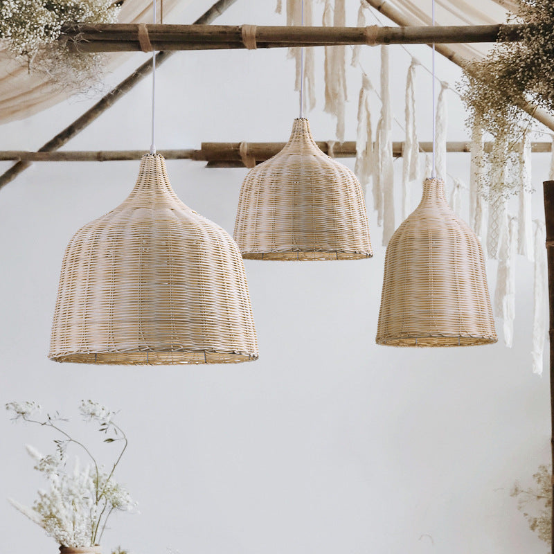 Forme de verre à vin chinois traditionnel en bambou 1-lumière suspension pour salon 