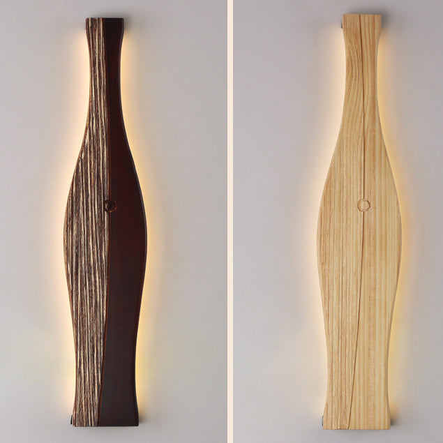 Applique murale à LED en forme de vase japonais traditionnel en bois, aluminium et silicone pour salon 