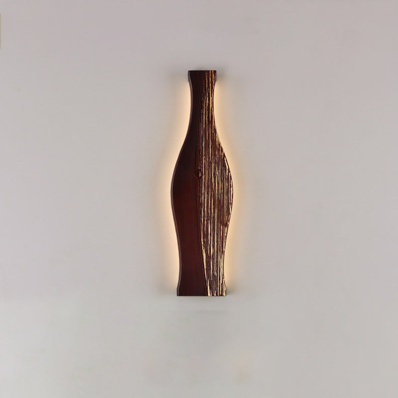 Applique murale à LED en forme de vase japonais traditionnel en bois, aluminium et silicone pour salon 