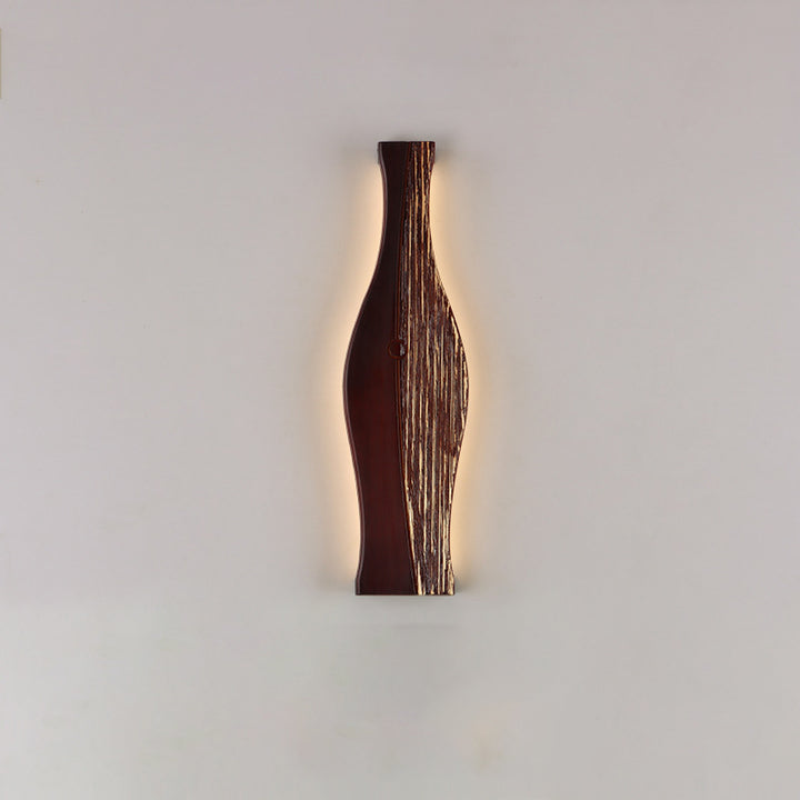 Applique murale à LED en forme de vase japonais traditionnel en bois, aluminium et silicone pour salon 