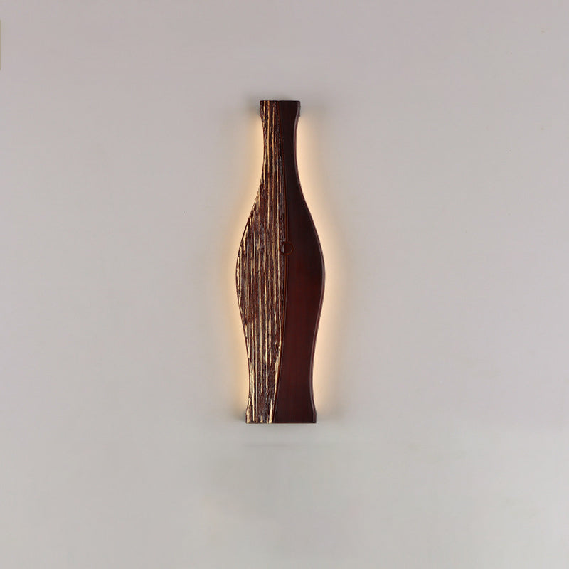 Applique murale à LED en forme de vase japonais traditionnel en bois, aluminium et silicone pour salon 