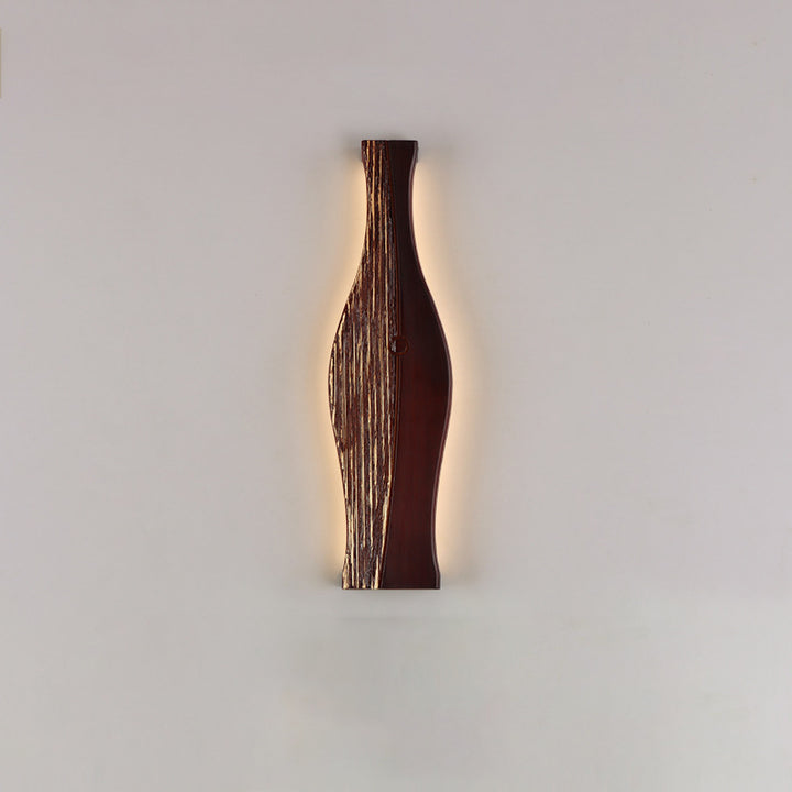 Applique murale à LED en forme de vase japonais traditionnel en bois, aluminium et silicone pour salon 