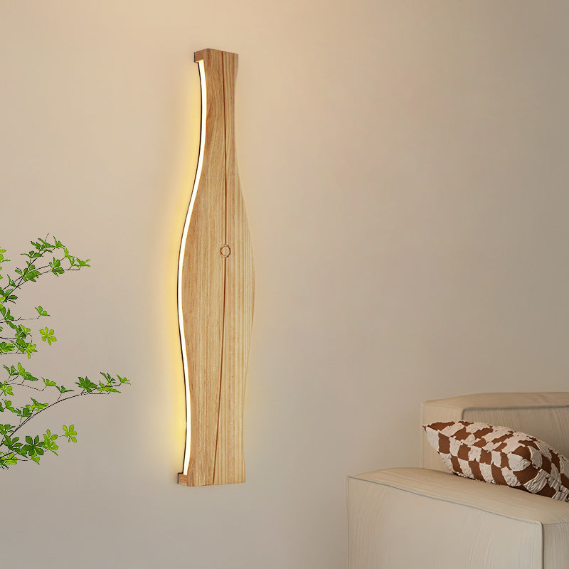Applique murale à LED en forme de vase japonais traditionnel en bois, aluminium et silicone pour salon 