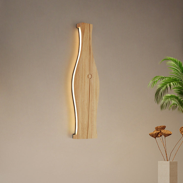 Applique murale à LED en forme de vase japonais traditionnel en bois, aluminium et silicone pour salon 