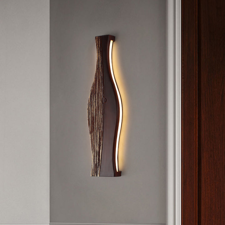 Applique murale à LED en forme de vase japonais traditionnel en bois, aluminium et silicone pour salon 