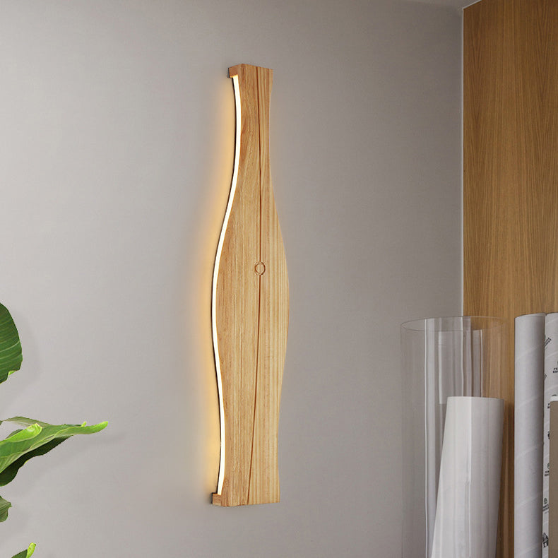 Applique murale à LED en forme de vase japonais traditionnel en bois, aluminium et silicone pour salon 
