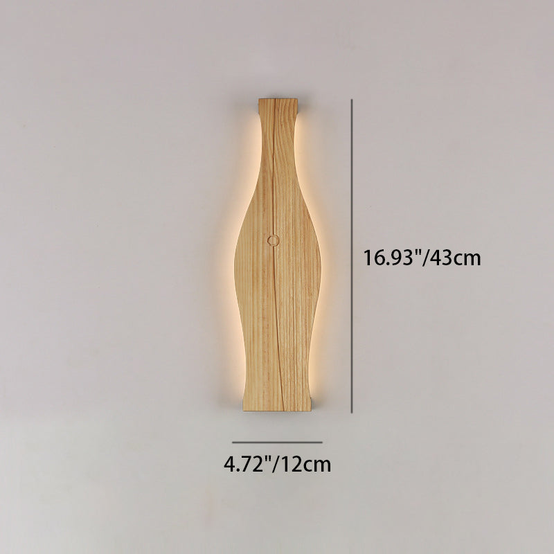 Applique murale à LED en forme de vase japonais traditionnel en bois, aluminium et silicone pour salon 