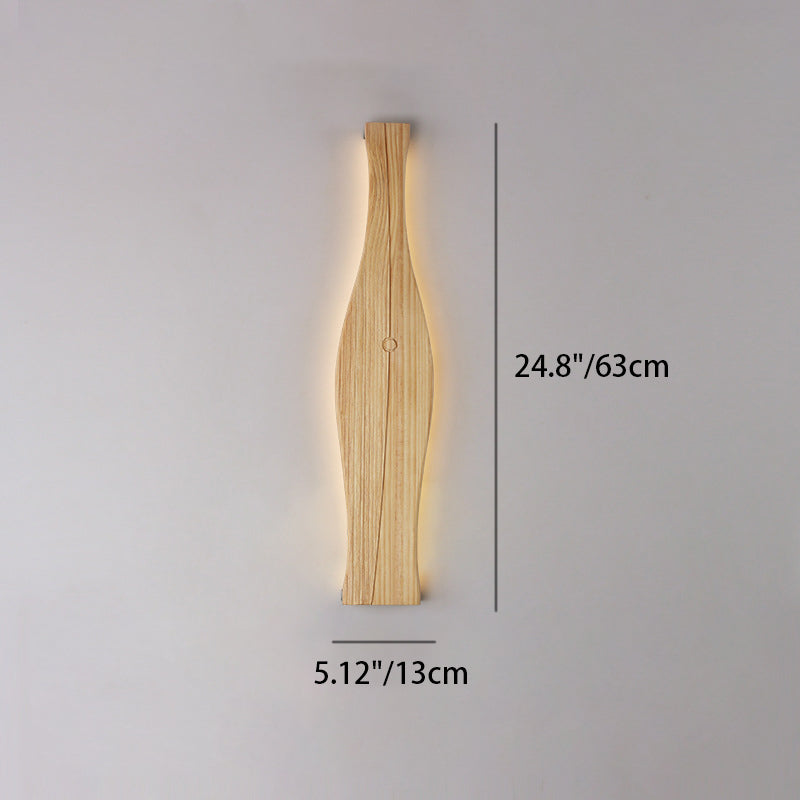 Applique murale à LED en forme de vase japonais traditionnel en bois, aluminium et silicone pour salon 