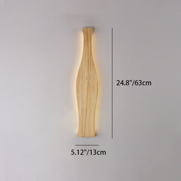 Applique murale à LED en forme de vase japonais traditionnel en bois, aluminium et silicone pour salon 