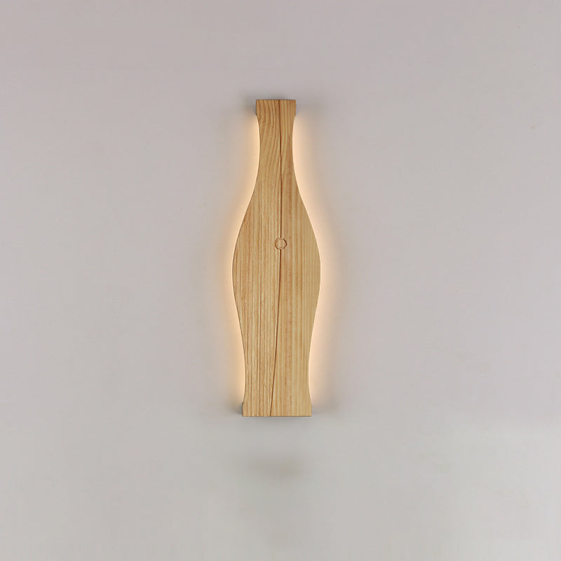 Applique murale à LED en forme de vase japonais traditionnel en bois, aluminium et silicone pour salon 