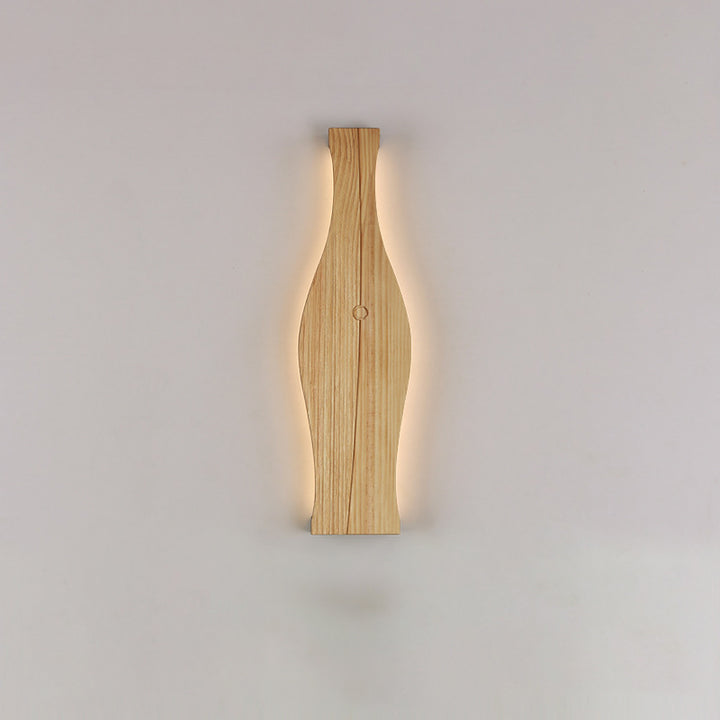 Applique murale à LED en forme de vase japonais traditionnel en bois, aluminium et silicone pour salon 