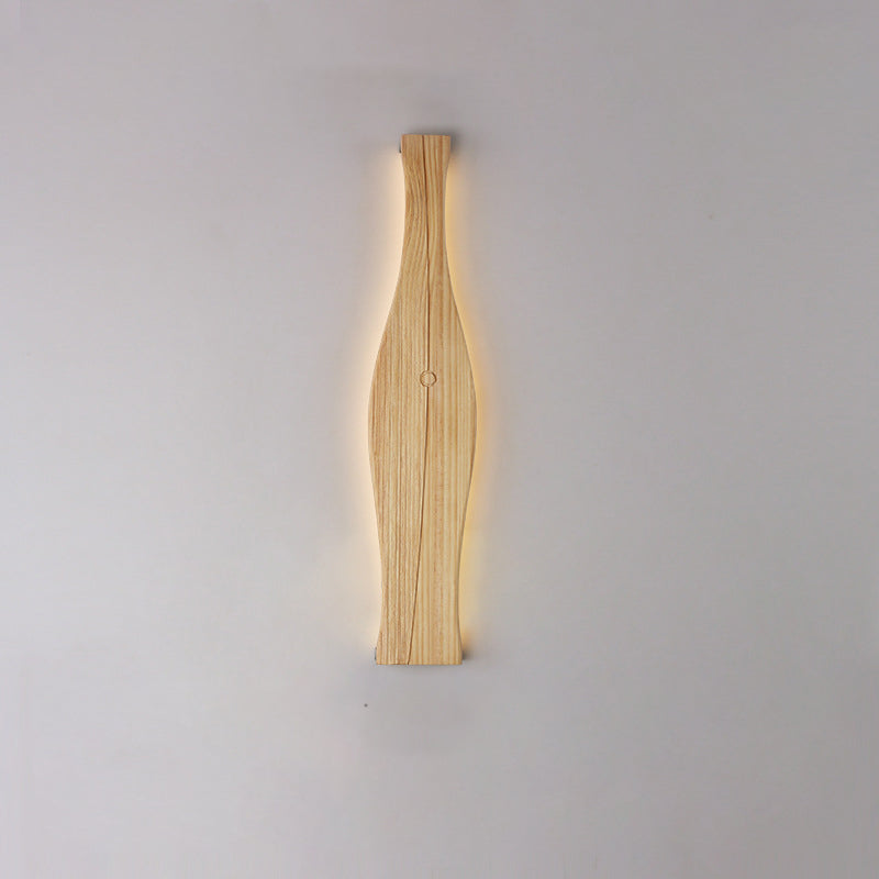 Applique murale à LED en forme de vase japonais traditionnel en bois, aluminium et silicone pour salon 