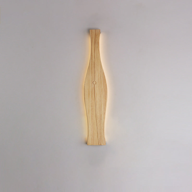 Applique murale à LED en forme de vase japonais traditionnel en bois, aluminium et silicone pour salon 