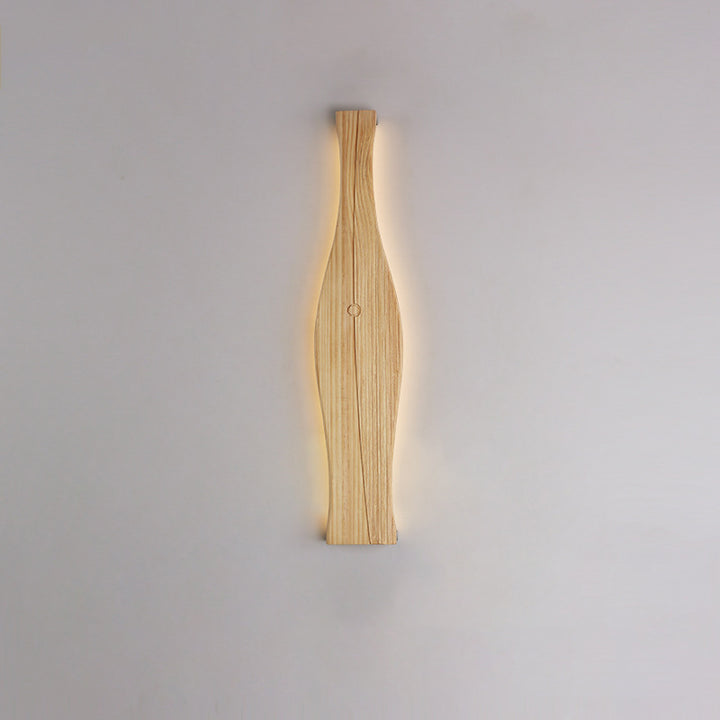 Applique murale à LED en forme de vase japonais traditionnel en bois, aluminium et silicone pour salon 