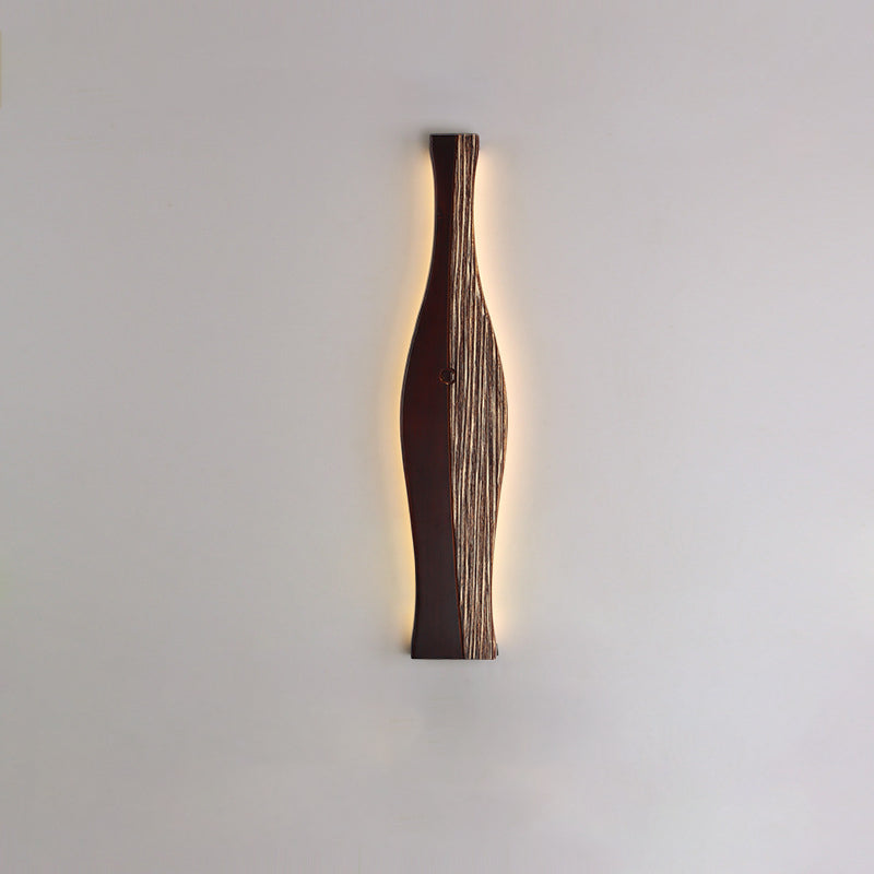 Applique murale à LED en forme de vase japonais traditionnel en bois, aluminium et silicone pour salon 